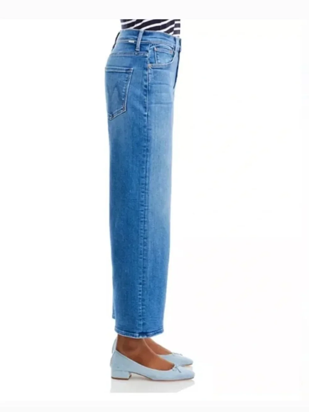 MOTHER The Dodger High Rise Ankle Wide Leg Jeans in Work Hard Play Hard Wash